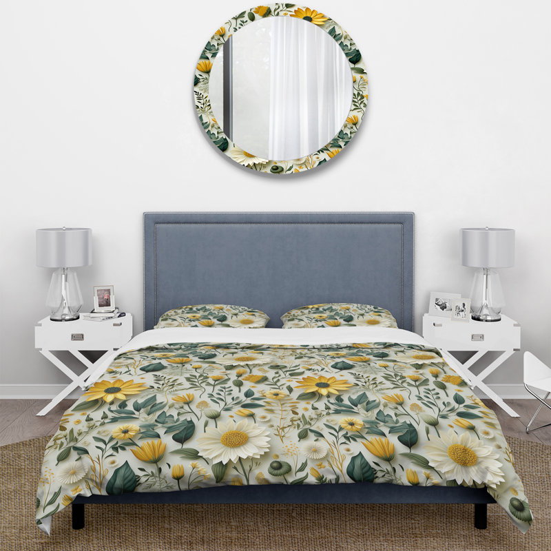 Boho Botanicals Boho Greens I Duvet Cover Set, King Duvet Cover + 2 King Shams