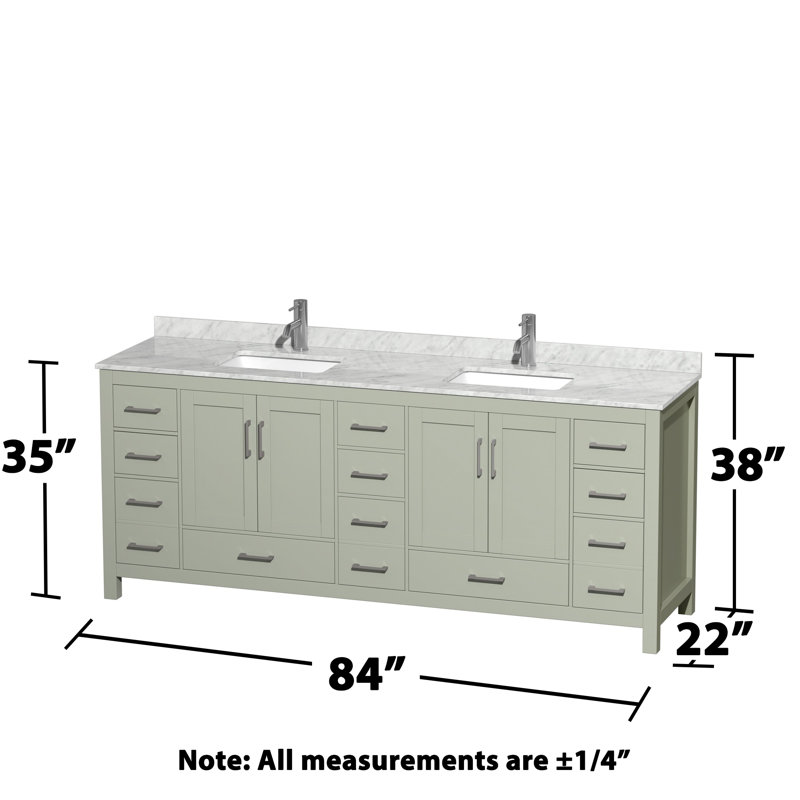 Meuble-lavabo double autoportant avec dessus en marbre et armoires à pharmacie 84 po Sheffield