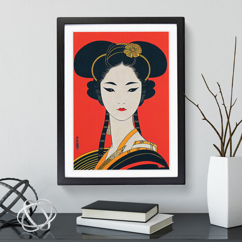 Geisha Portrait No.1 - Single Picture Frame Print, Black, 64cm H x 46cm W x 2cm D
