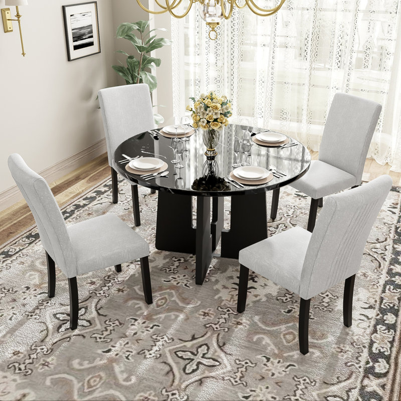Ensemble de table de salle à manger moderne 5 pièces avec chaises rembourrées pour des expériences de repas confortables et élégantes