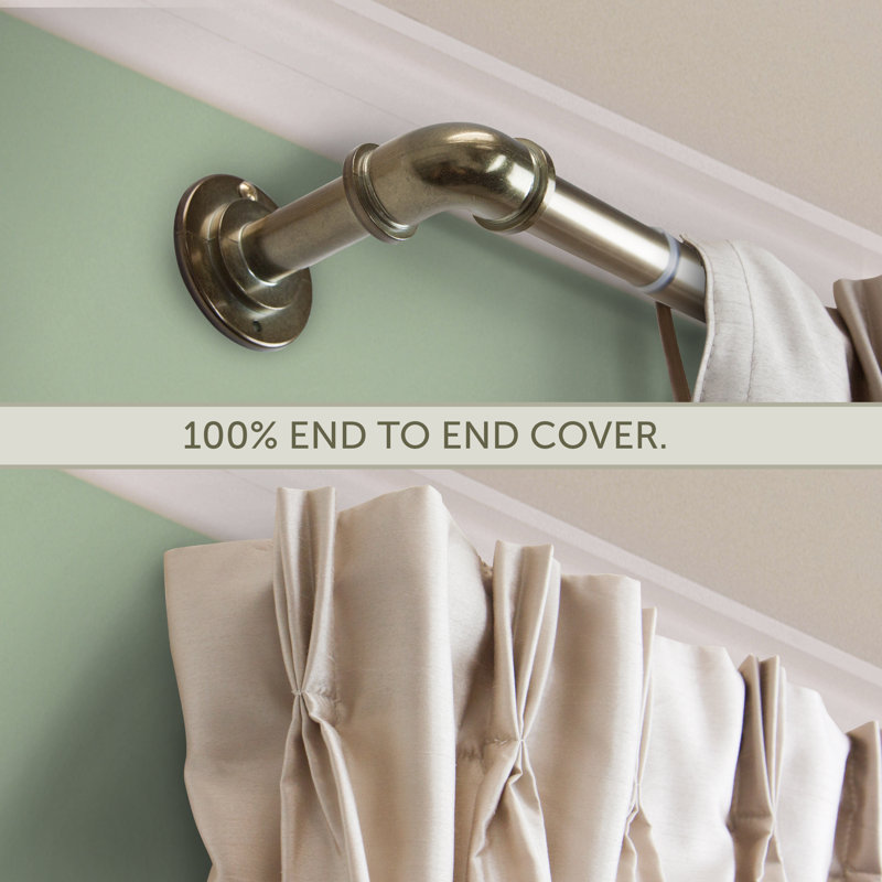 Emert Bay Window Curtain Single Blackout Rod, Antique Brass