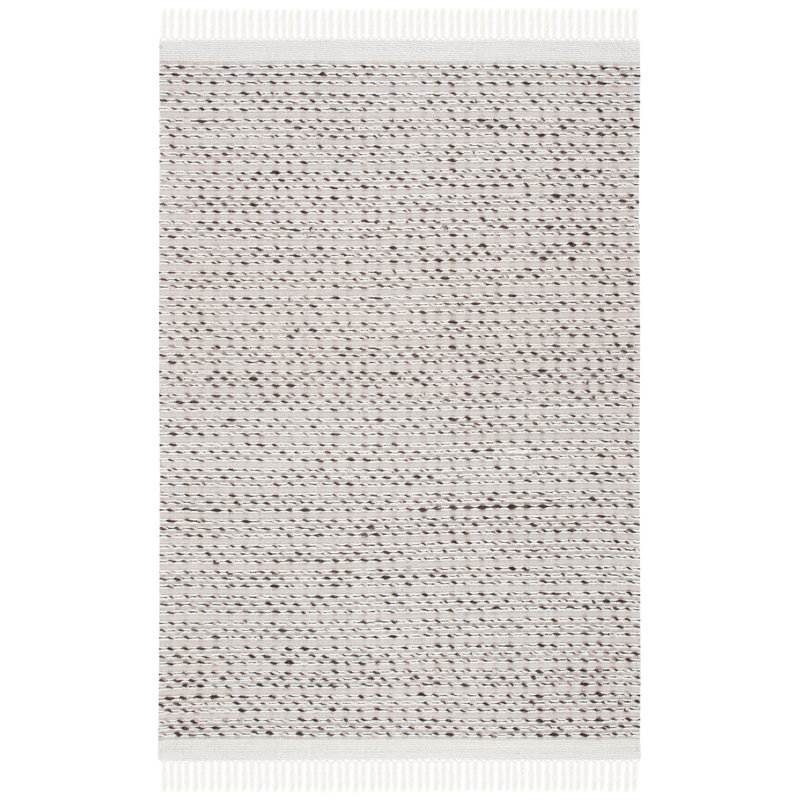 Scharff Striped Handmade Hand-Loomed Area Rug in Ivory, Rectangle 3' x 5'