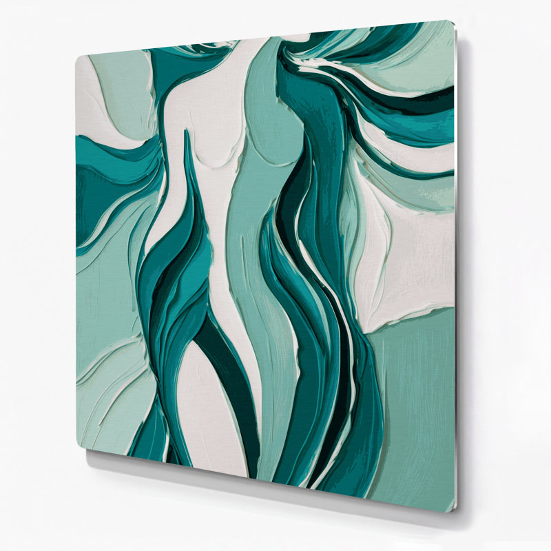 Art mural abstrait en métal vert figuratif 11, H 12 po x l 12 po