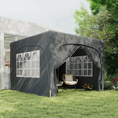 Outsunny 3 x 3(m) Pop Up Gazebo with Sides, Carry Bag, UPF50+, Dark Grey