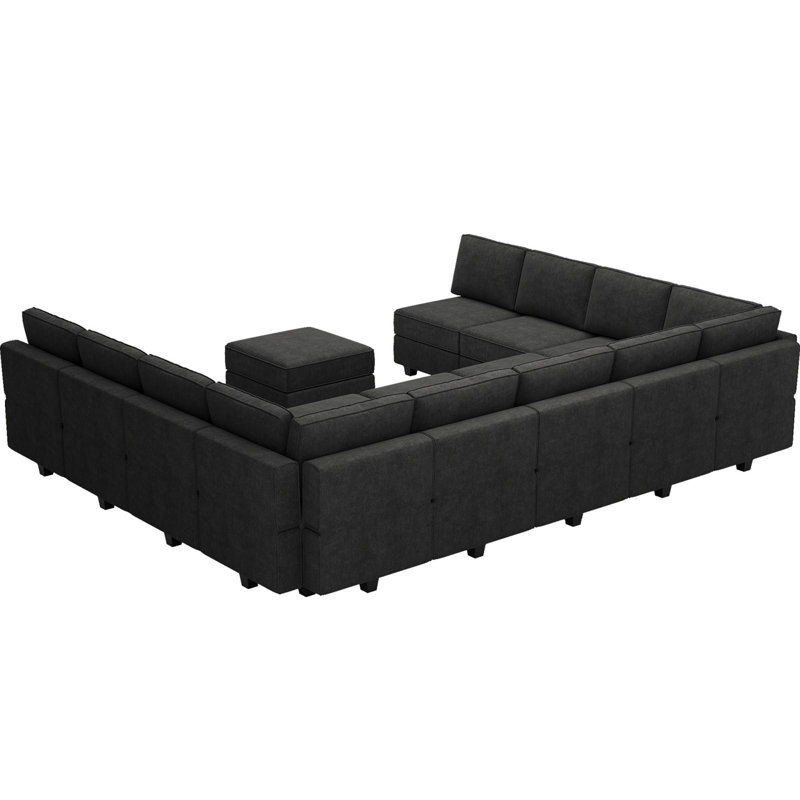 Canapé-lit modulaire en U 33,5 po Neemi, Mélange de polyester noir