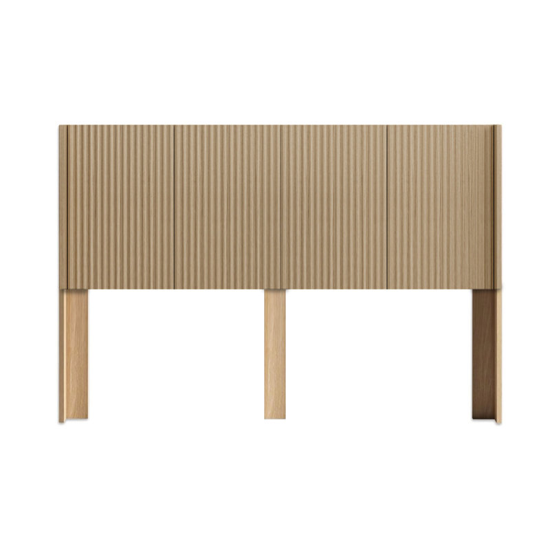 Modern Farmhouse Wood Headboard King Size 80.2 In Wide Wall Mounted Fluted Panel Wingback - Natural Oak, King, Oak