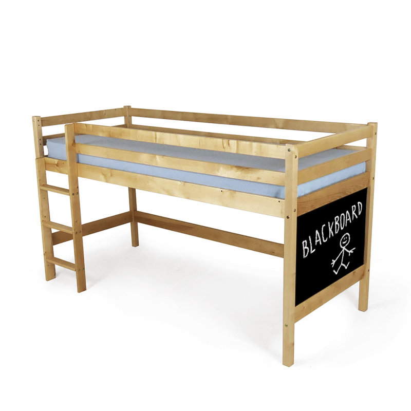 Matthes Hardwood Mid Sleeper Bed with Blackboard, Natural, Cot Bed / Toddler (70 x 140cm)