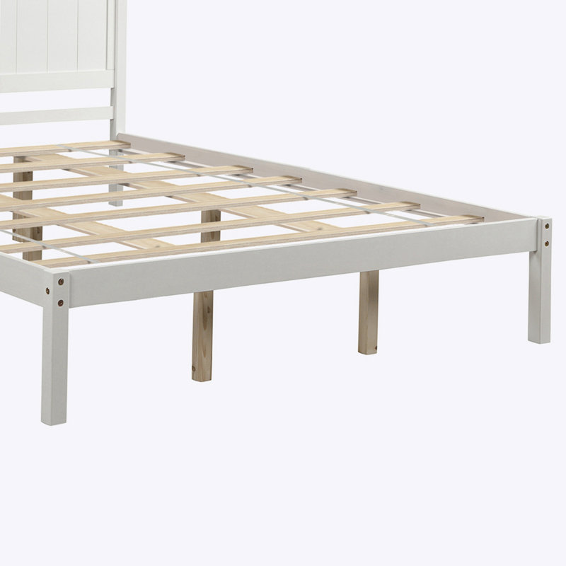 Perry Solid Wood Twin Size Standard Bed, Queen, White