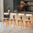Minimalist Oak Wood Bar Counter Stool  With Back Support Armless Barstools Chairs For Kitchen Island Bar Club