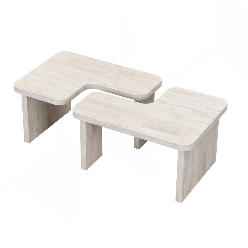 Spliced coffee table, White Washed