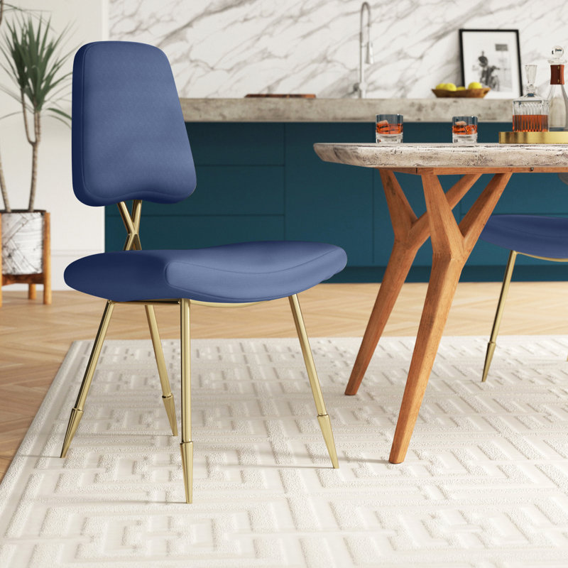 Strick & Bolton Violeta Velvet-padded Dining Chairs, Navy