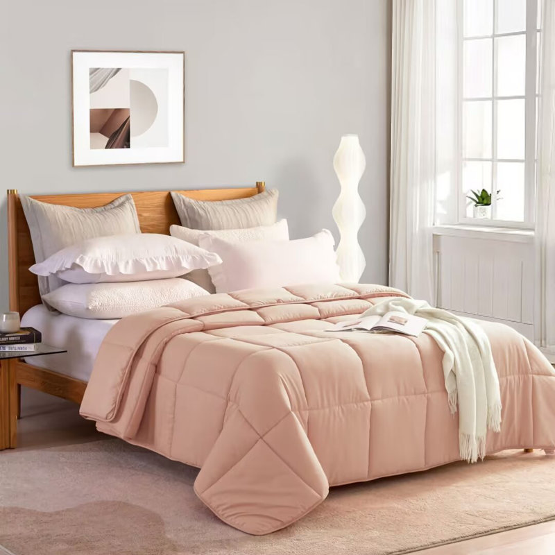 Teillon en polyester toutes saisons de qualité supérieure - ultra doux et lavable à la machine, Très grand lit, Rose