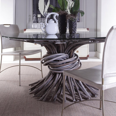 Caribe Round Glass Top Dining Table