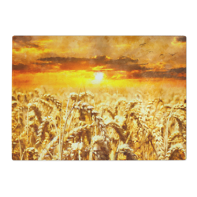 Wheat Field at Sunset Painting Chopping Board, 0.4cm H x 28.5cm W x 39cm L