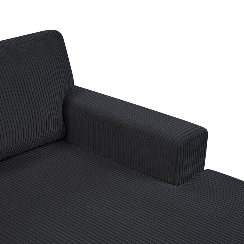 Canapé modulaire surdimensionné en U de 115,3 po avec méridienne et trois coussins décoratifs moelleux