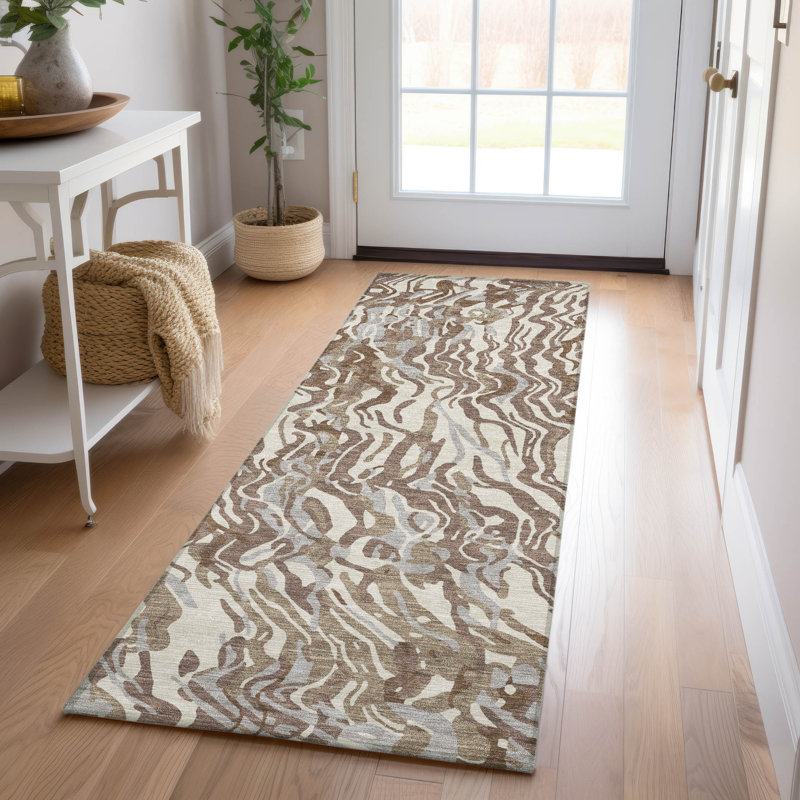 Machine Washable Indoor/Outdoor Chayden ACN1038 Beige Rug, Runner 2'3" x 7'6"