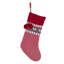 Chaussette de Noël en tricot 12 x 25 po rouge / gris / blanc avec pompons