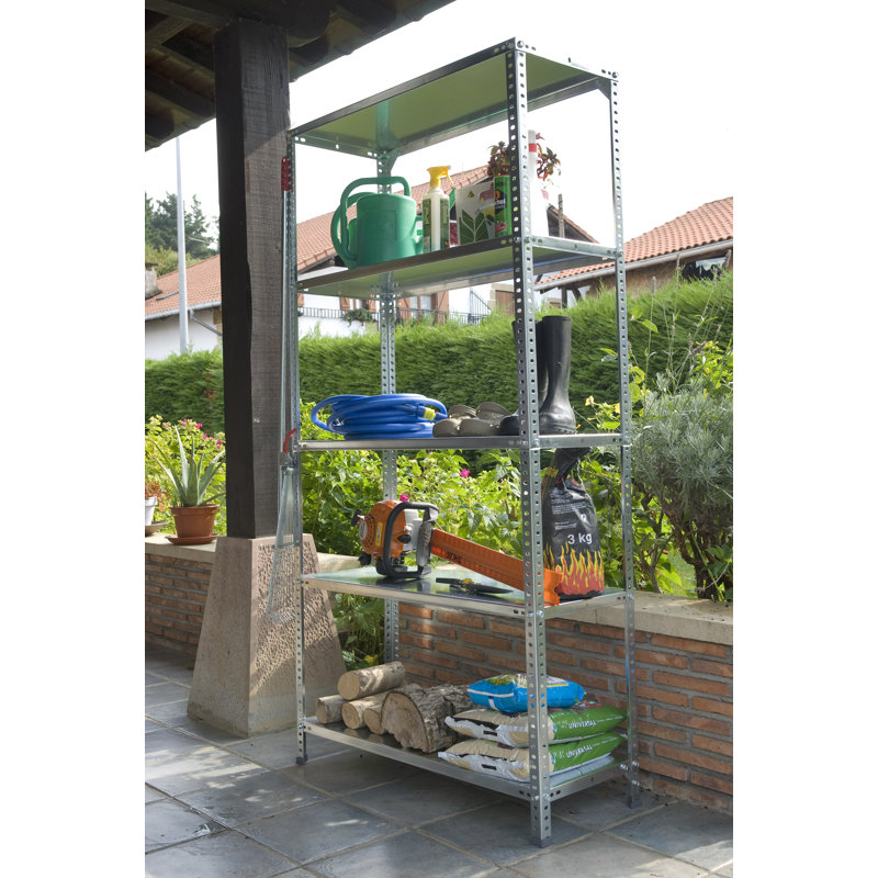 Galvanized Metal 5-Tier Freestanding Storage Rack Unit, 76" Height