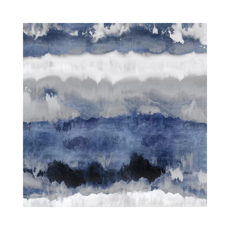 Indigo Gradations by Rachel Springer - Floater Frame Painting on Canvas, 30.48 cm H x 30.48 cm W, Wrapped Canvas