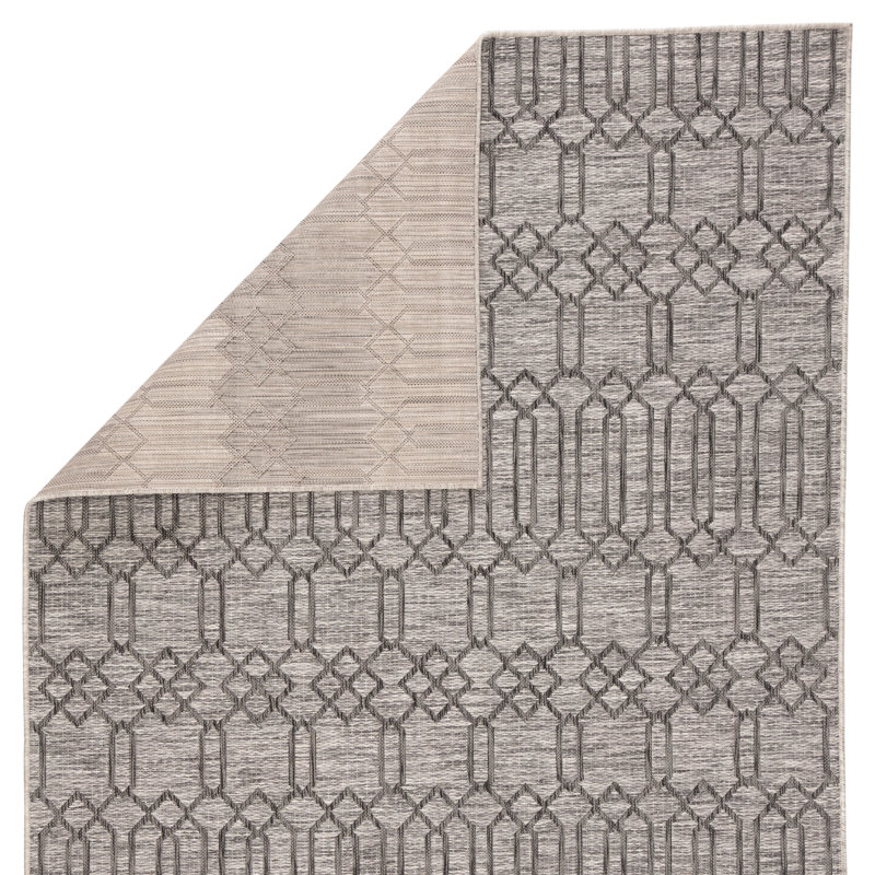 Tapis intérieur/extérieur gris/noir jaipur vie Calcutta, Rectangle 5 pi 3 po x 7 pi 6 po