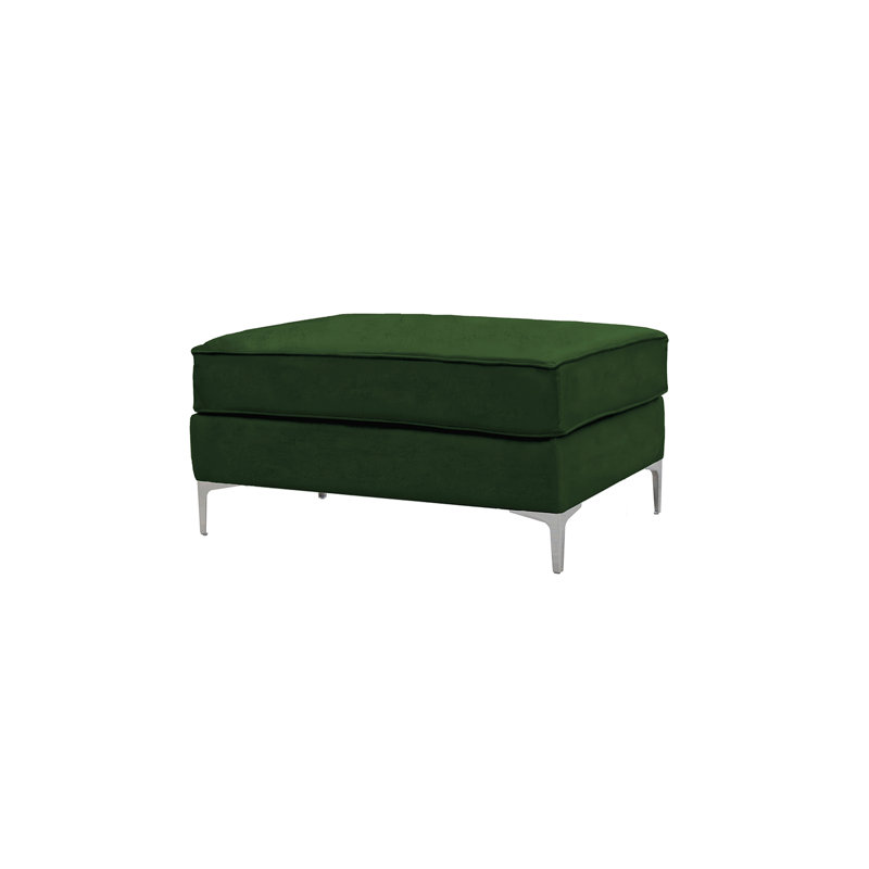 Giancarlo 93cm Wide Velvet Rectangle No Pattern Standard Ottoman, Emerald Green