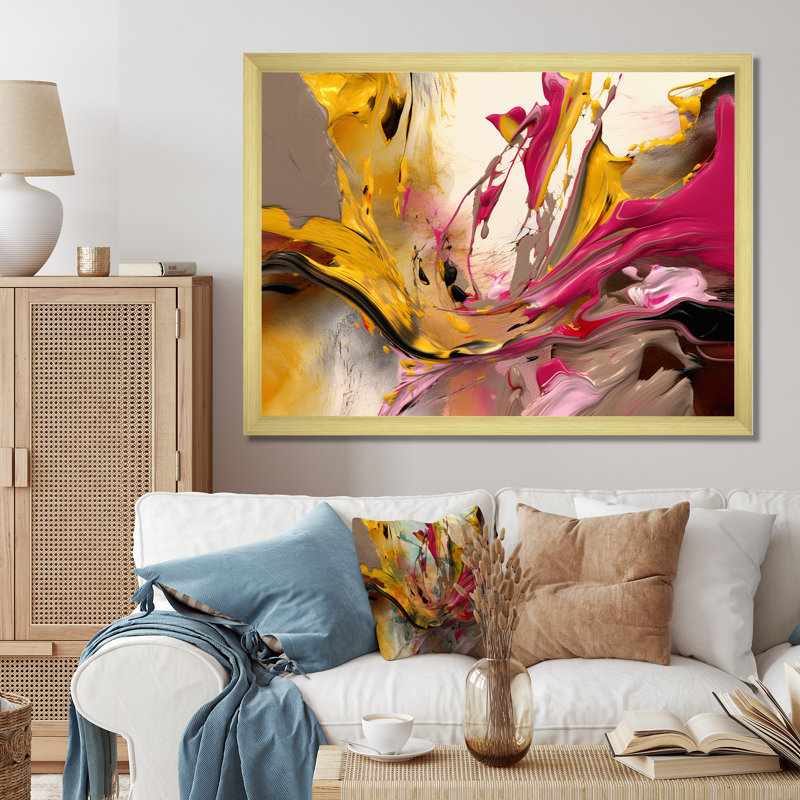 Restless Adagio Of Soul Abstract Expressionism I - Abstract Painting Wall Art Living Room, Gold Single Picture Framed