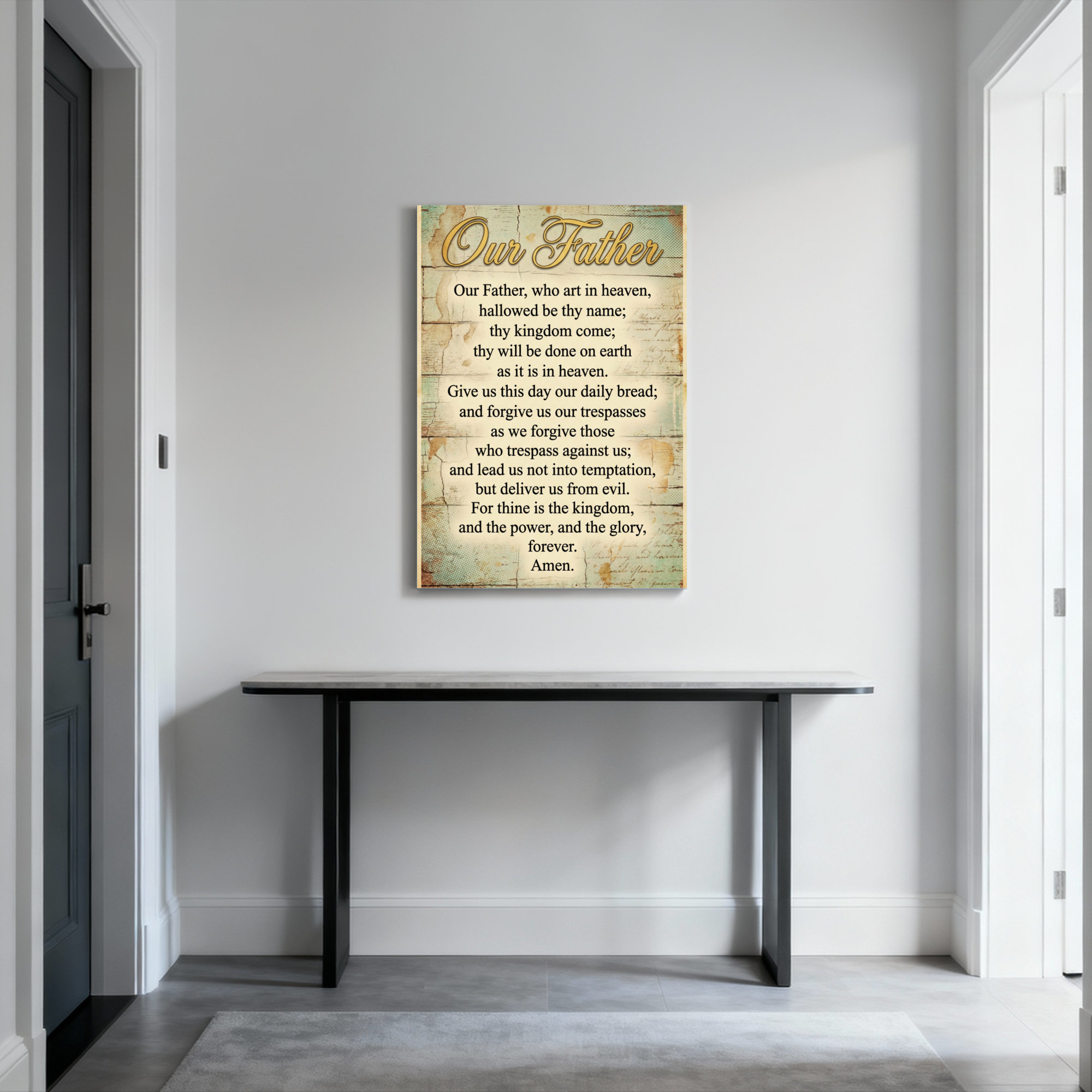 August Grove® Our Father Prayer Text On Vintage Wood Background Canvas ...