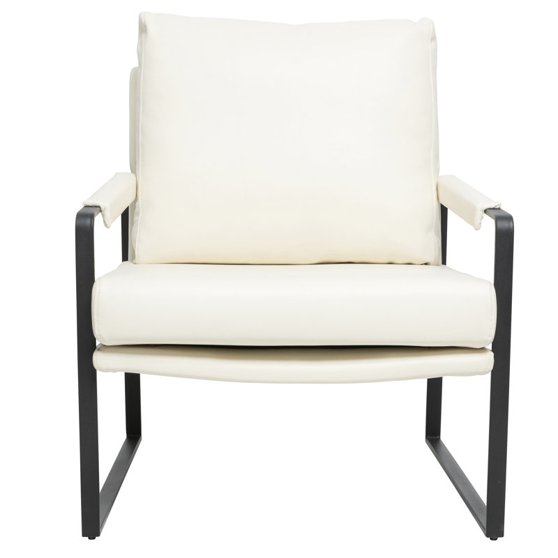 Fauteuil l 27,5 po, Similicuir blanc cassé
