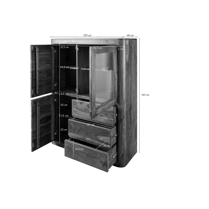 Toronto Display Cabinet, Smoked Cherry