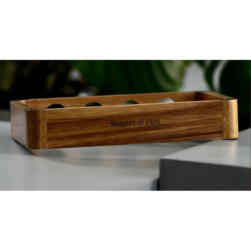 Station de propagation de plantes avec support en bois d'acacia et 4 tubes à essai en verre pour le ramassage hydroponique et le décor de table
