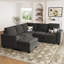 Lit modulaire en velours avec rangement et repose-pieds pour le salon-1195655264