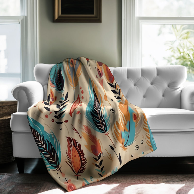 Ikat Boho - couverture de qualité supérieure 1 pièce, Lit simple