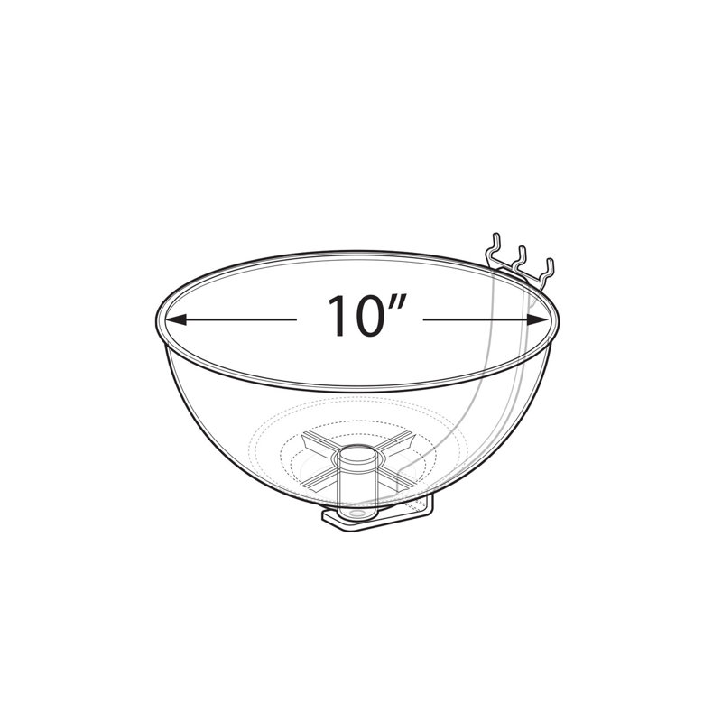 14" Bowl Display with Curved Metal Arm for Pegboard/Slatwall