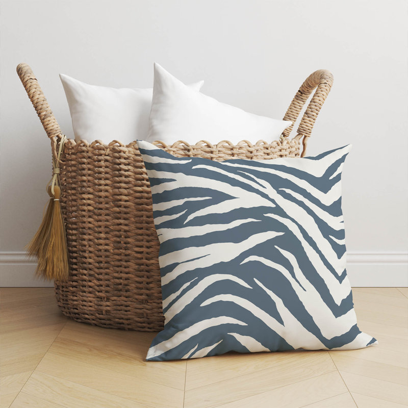 Coussin Zebra, Bleu, H 26 po x l 26 po