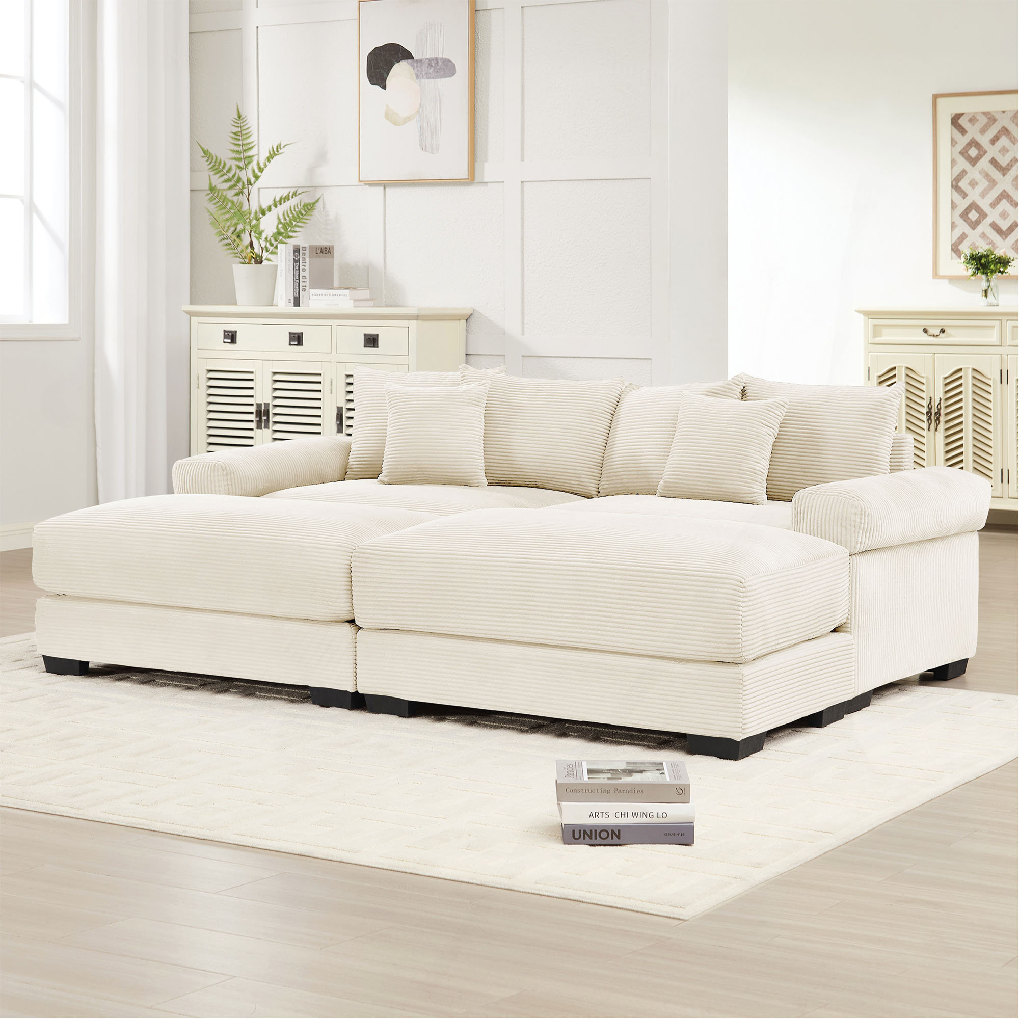 Latitude Run® Oversized Cloud Modular Sectional Couch, Soft Corduroy ...