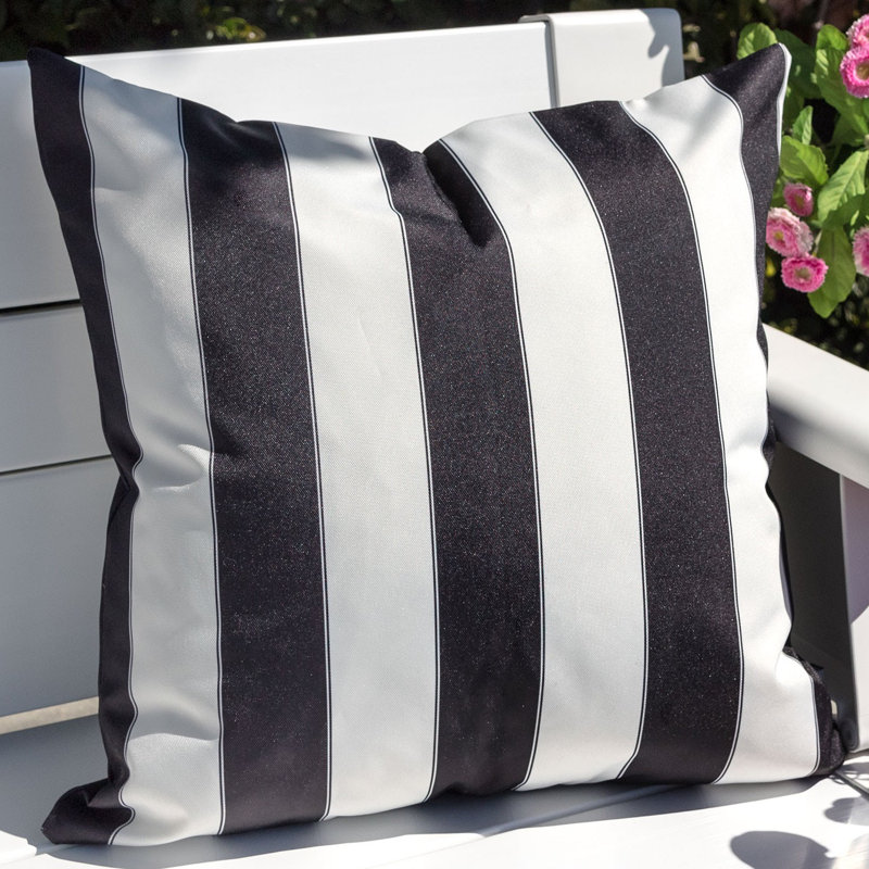 Striped Outdoor Throw Pillow, Black, 20" x 20"