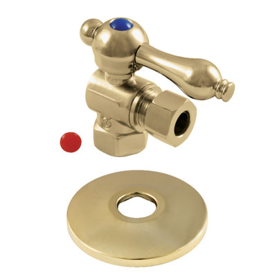 Kingston Brass 3/8-Inch FIP x 3/8-Inch OD Comp Quarter-Turn Angle Stop Valve with Flange