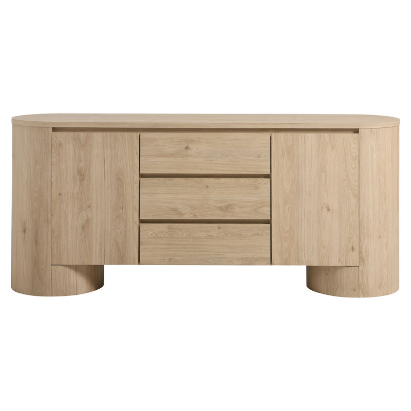 Duval 71" Rounded Sideboard Storage Cabinet, Hickory Frost