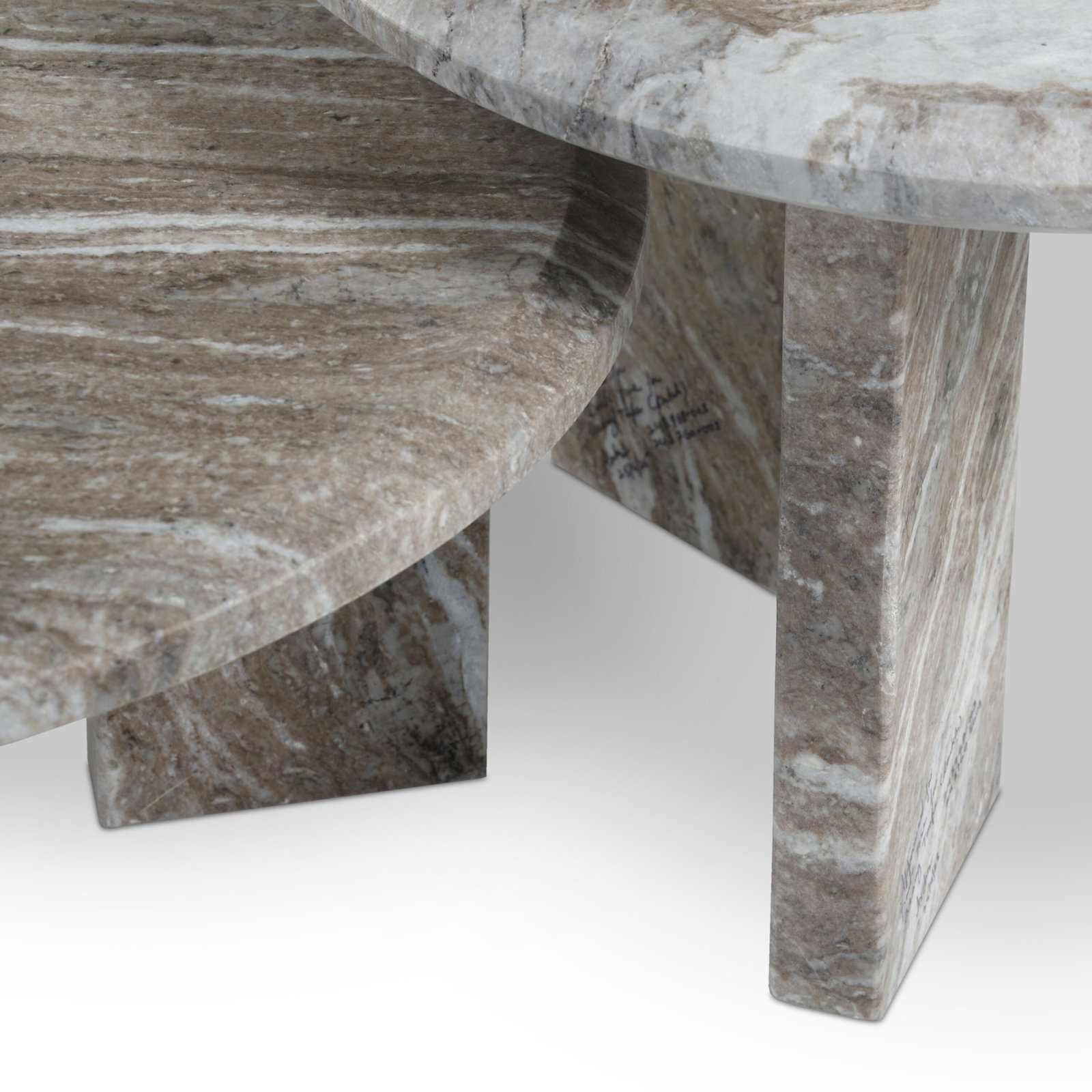 Bryce Nesting Coffee Table-Creamy Taupe Marble Solid, Dark Taupe Marble Solid