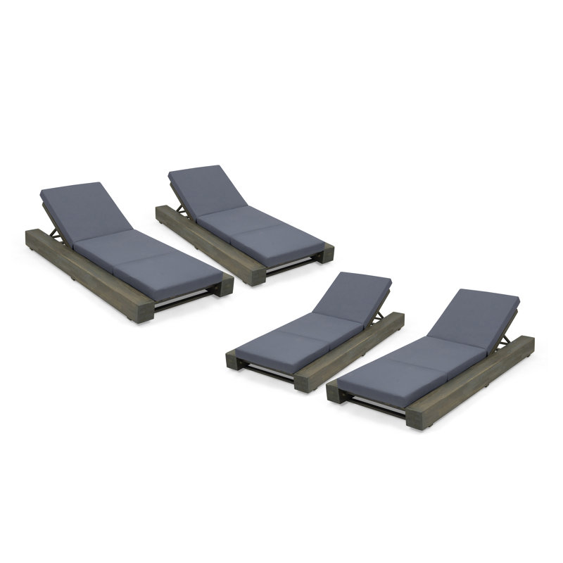 Chaise longue d'extérieur en bois Tomalin, Gris foncé, Sandblast Grey