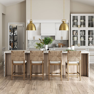 Constanze Upholstered Counter Stool with Solid Wood Frame