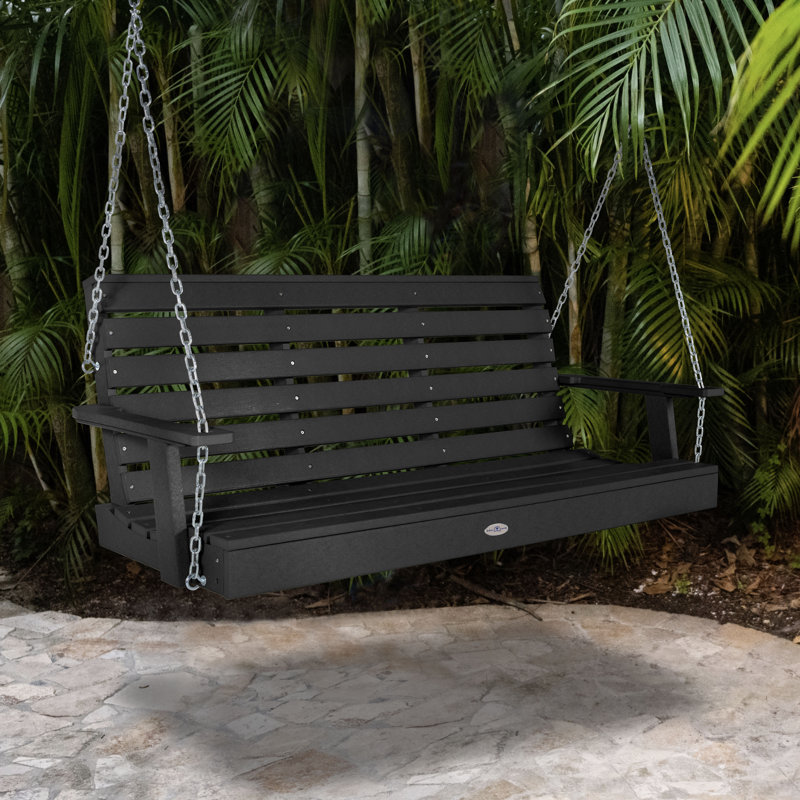 Balancelle de véranda Midderton, 60.37", Sable noir
