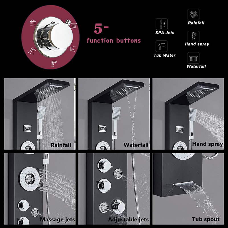 44.48'' Shower Panel with Fixed Shower Head