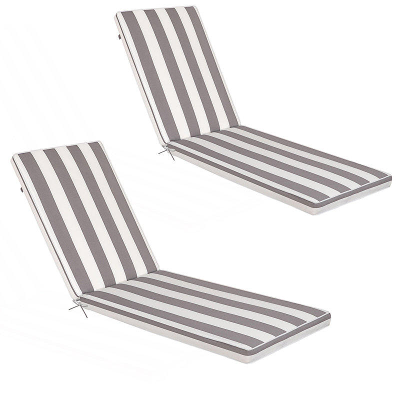 Ensemble de coussins de chaise longue d'extérieur 2 pièces, Antique Gray Striped