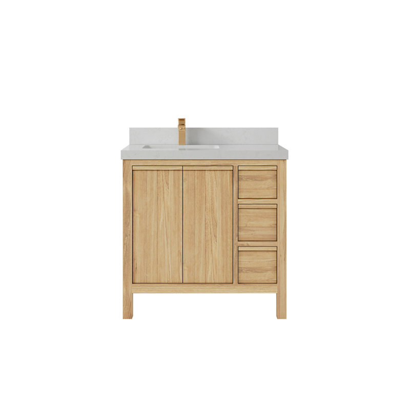 Ensemble de meuble-lavabo simple 36 po Elizabeth, Quartz de Carrare