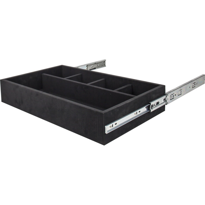 Wood Jewelry Organizer Tray + Drawers, Black