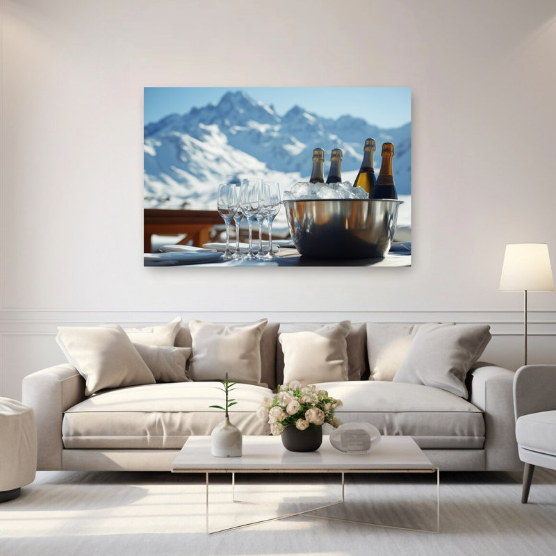 «Mountain Celebration Elegant Abstract Contemporary Mountain Winter», reproduction d'art murale, H 40 po x l 60 po