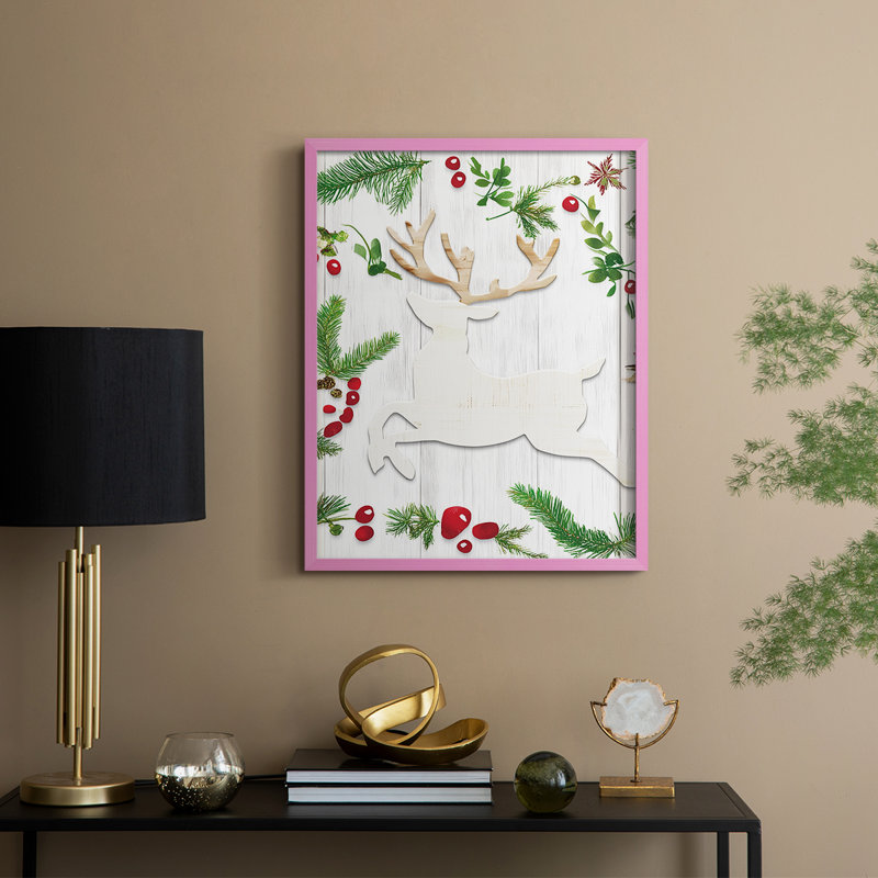 Reproduction encadrée - bois massif, Rose, H 21 po x l 17 po