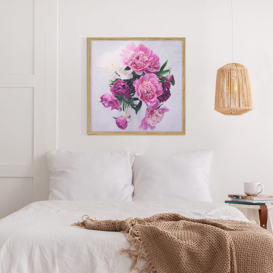 Gerahmter Grafikdruck Peonies Shabby Pink White