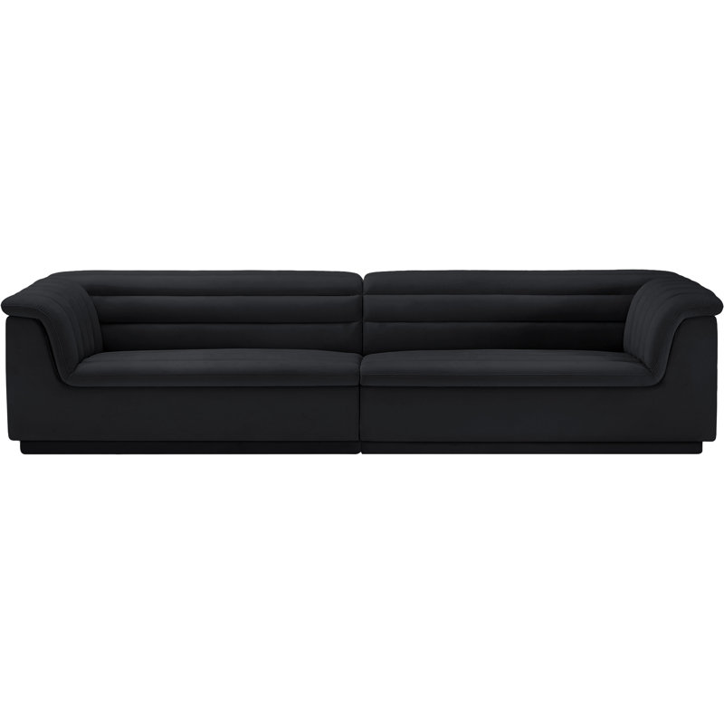 Huzaifah Upholstered 118'' Sofa, Black Velvet